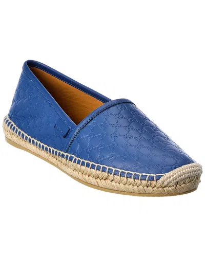 Gucci Gg Leather Espadrille In Blue