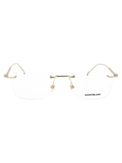 Montblanc Mb0215o Glasses In 001 Gold Gold Transparent