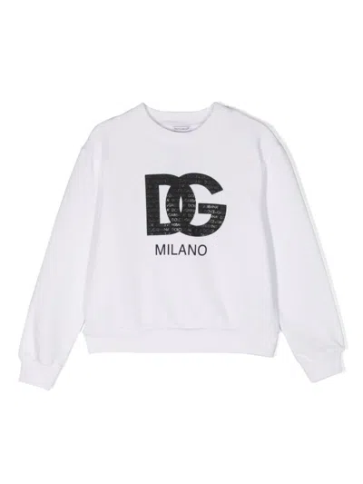 Dolce & Gabbana Kids' Dg棉质运动衫 In White
