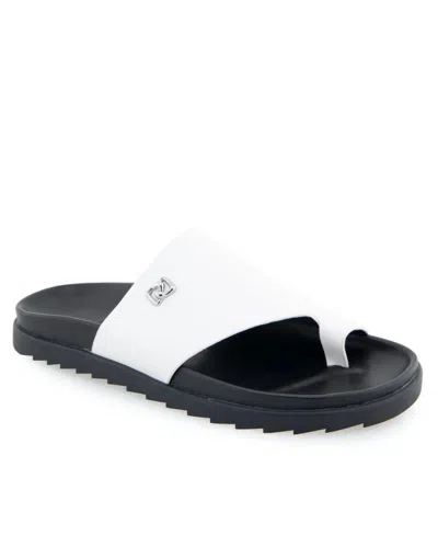 Aerosoles Laurel Slide Sandal In White Leather