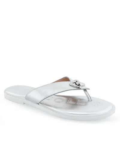 Aerosoles Galen Flip Flop In Silver Polyurethane