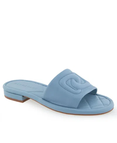 Aerosoles Jilda Slide Sandal In Dusty Blue Leather