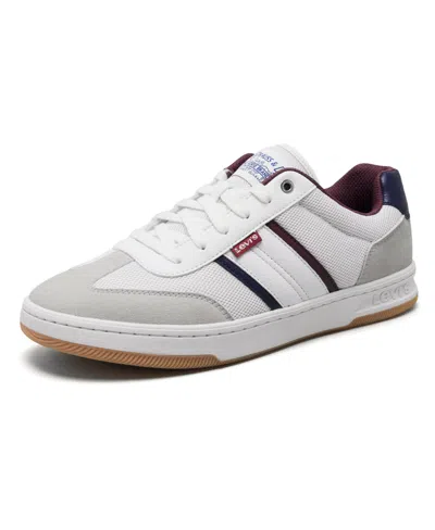 Levi's Men's Drive Low Top 2 Faux Leather Lace-up Sneakers In White,navy,burgundy