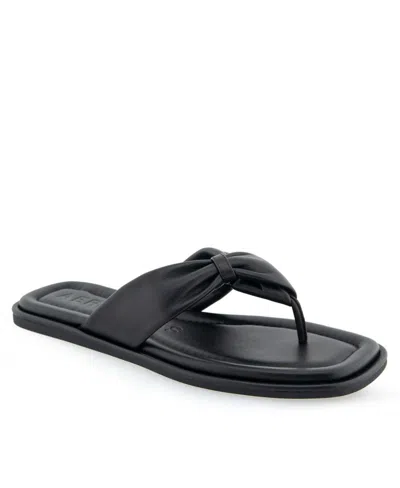 Aerosoles Bond Twisted Strap Sandal In Black Leather