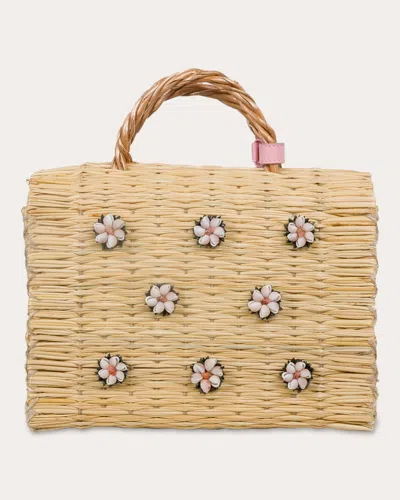 Heimat Atlantica Women's Shella Medium Handbag In Natural Reed/pink