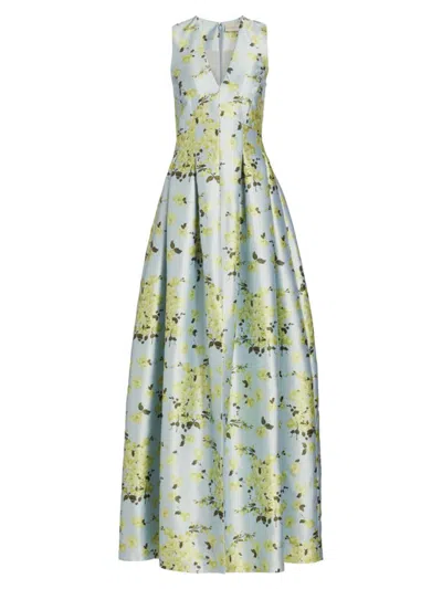 Sachin & Babi Brooke Floral-print Gown In Skycitfloral