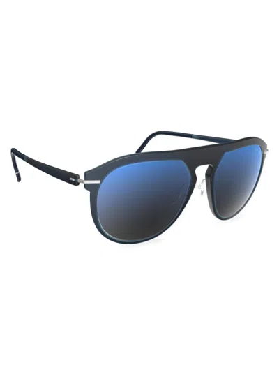 Silhouette Men's Infinity Antibes 58mm Aviator Sunglasses In Black Blue Mirror