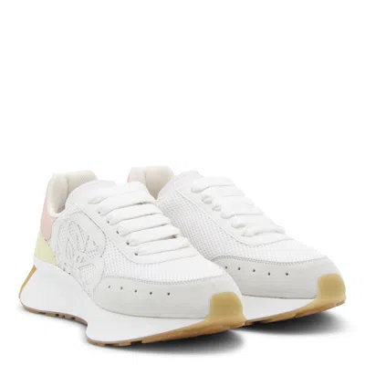 Alexander Mcqueen White Pink And Yellow Sprint Runner Sneakers In White/pink/yellow