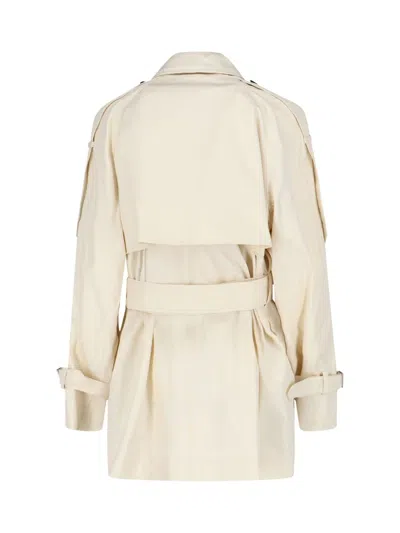 Burberry Cotton Belted Jacket In White