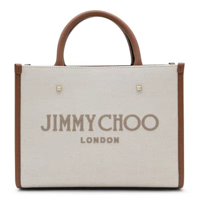 Jimmy Choo Avenue M Tote Bags In Natural/taupe/d. Tan/l. Gold