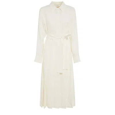 P.a.r.o.s.h . Belt Pleated Dress In White