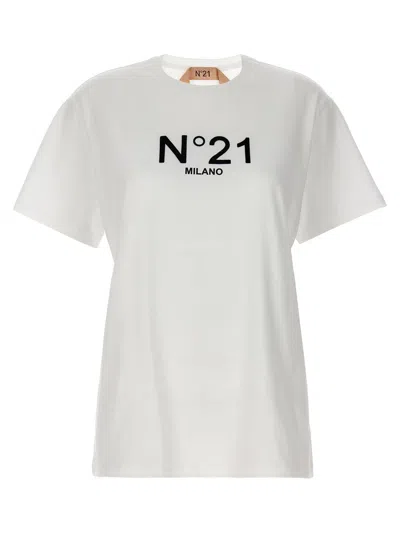 N°21 Flocked Logo T-shirt White
