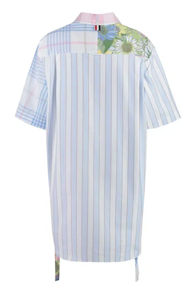 Thom Browne Cotton Shirt Dress In Blue