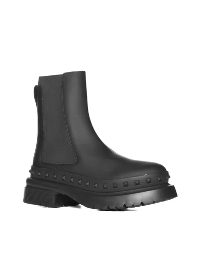 Valentino Garavani Valentino  - Rockstud M-way Leather Chelsea Boots In Black