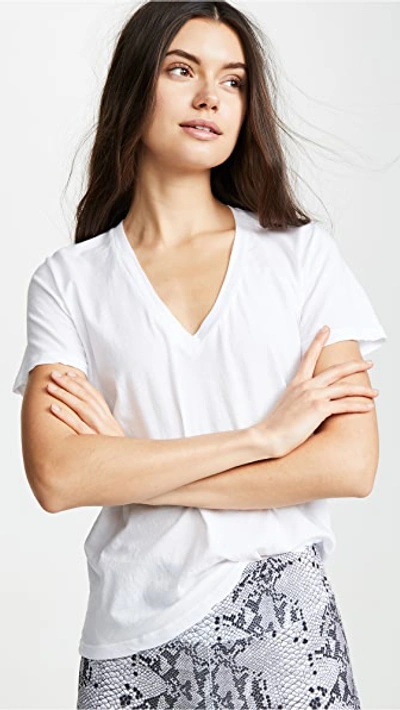 Monrow V-neck Short-sleeve Slub Jersey Tee In White