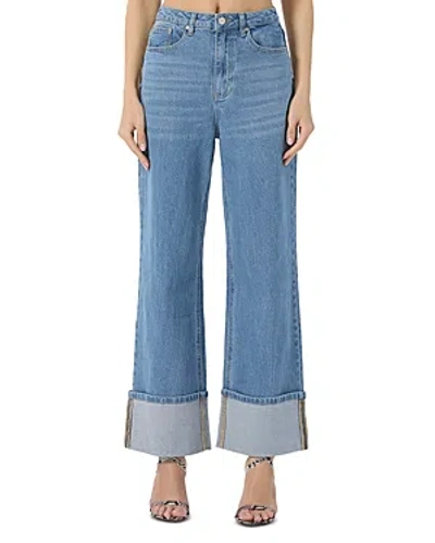 Afrm Kendall Wide Leg Cuff Jeans In South Pacific