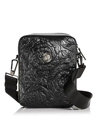 Versace Medusa Biggie Barocco Messenger Bag In Black-rutherium