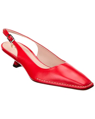 Tod's Logo Leather Slingback Pump In Red