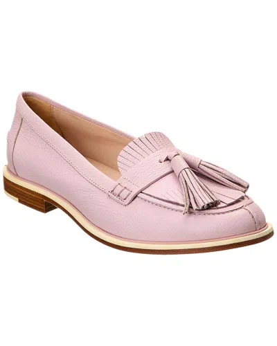 Tod's Logo Fringed Leather Loafer In Pink