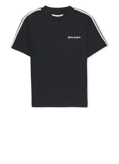 Palm Angels Kids' Logo Track T-shirt In Black