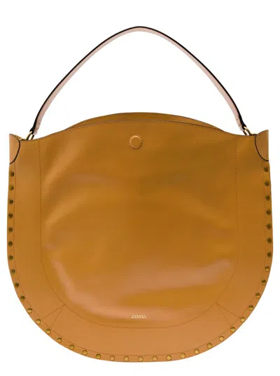 Isabel Marant 'oskan Hobo' Brown Shoulder Bag With Studs Trim In Leather Woman