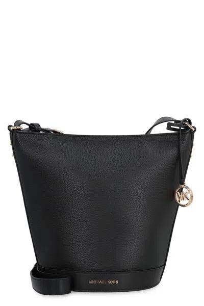 Michael Kors Townsend Medium Leather Bucket Bag In Black