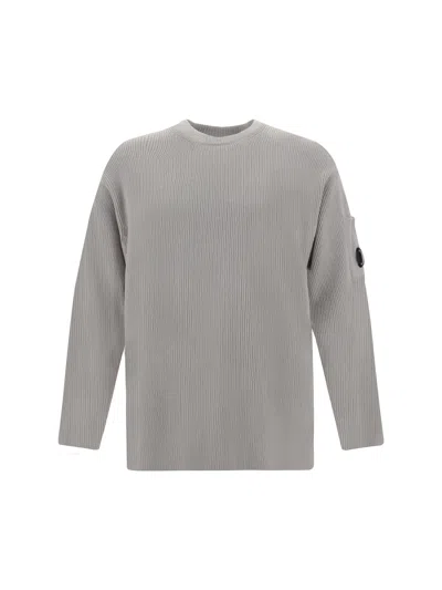 C.p. Company Chenille Sweater In Drizzle Grey