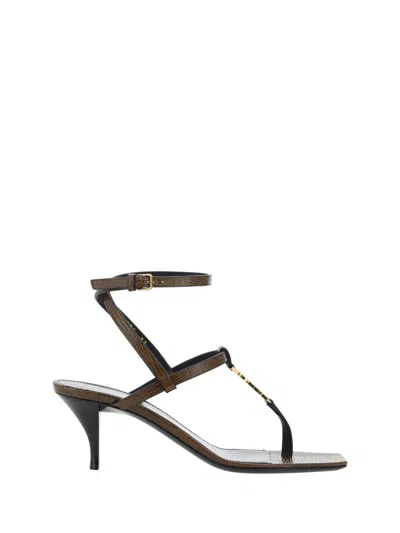 Saint Laurent Cassandra Sandals In Macadamia Brown