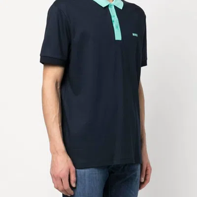 Hugo Boss Cotton Polo Short Sleeve T-shirt In Navy Blue