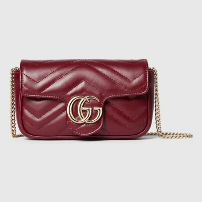 Gucci Gg Marmont Super Mini Bag In Burgundy