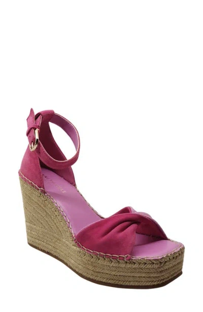 Kenneth Cole Women's Sol Ankle Strap Espdarille Platform Wedge Sandals In Hot Pink Suede