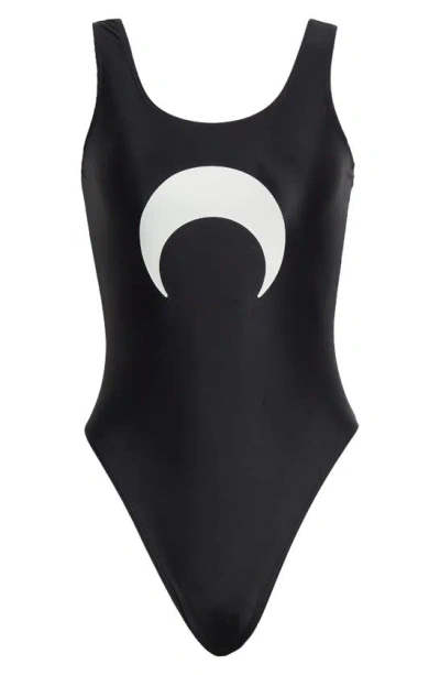 Marine Serre Moon One-piece Swimsuit In Black