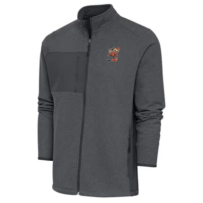 Antigua Heather Charcoal Cleveland Browns Team Logo Course Full-zip Jacket