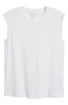 Caslon Embellished Lace Detail Sleeveless Top In White