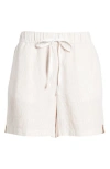Caslon Linen Blend Drawstring Shorts In Tan Safari- White Leah Stripe