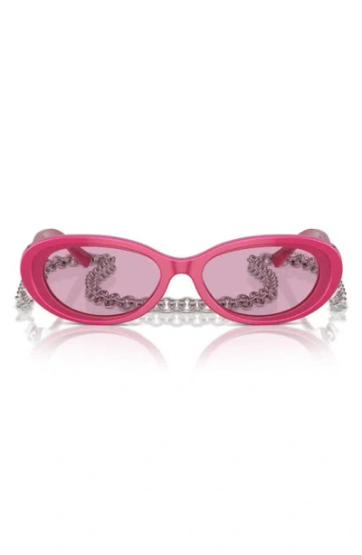 Tiffany & Co 54mm Oval Sunglasses With Chain In Fuchsia / Violet