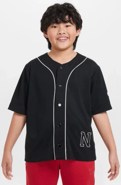Nike Athletics Big Kids' (boys') Dri-fit Baseball Jersey In Black/white