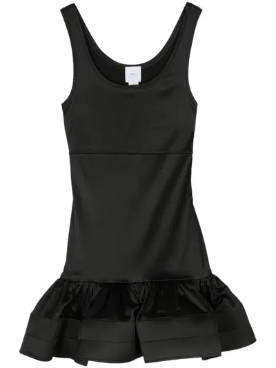 Patou Satin Mini Dress In Black  