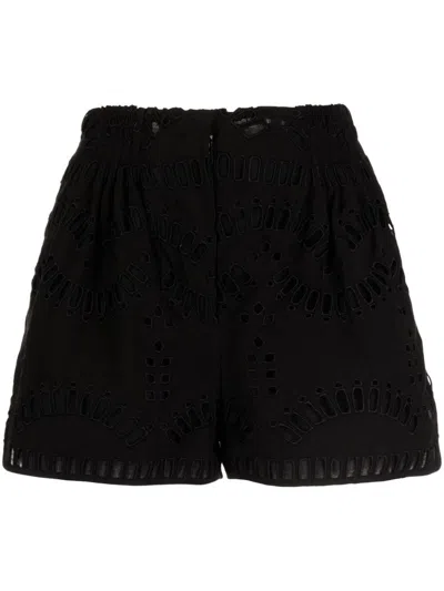 Charo Ruiz Palok Embroidered Shorts In Black  