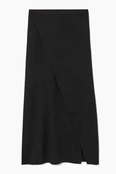 Cos Jersey Wrap Midi Skirt In Black