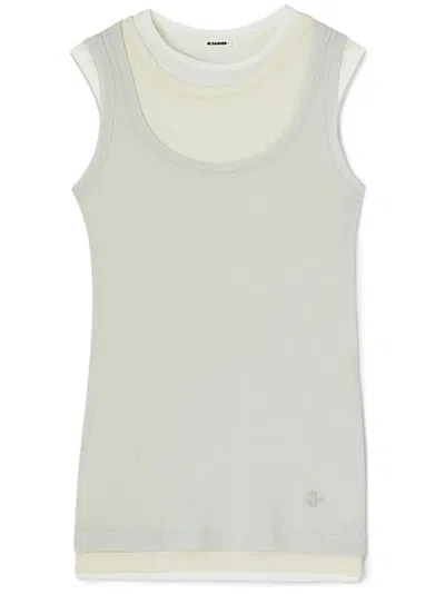 Jil Sander Layered Cotton Tank Top In Multi