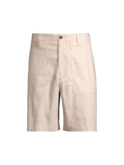 Michael Kors Men's Linen & Cotton-blend Flat-front Shorts In Khaki