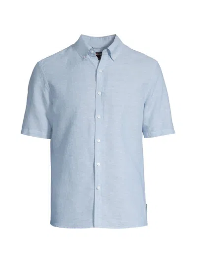 Michael Kors Men's Linen-blend Button-down Slim-fit Shirt In Chambray