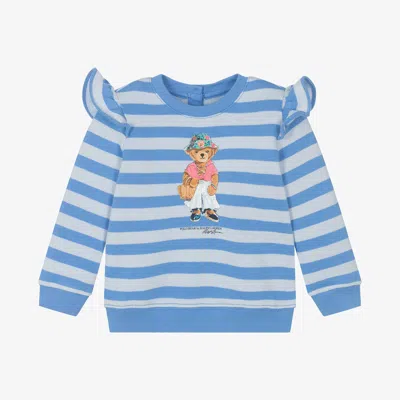 Ralph Lauren Baby Girls Blue Cotton Polo Bear Sweatshirt