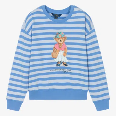 Ralph Lauren Teen Girls Blue Cotton Polo Bear Sweatshirt