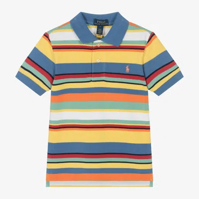 Ralph Lauren Kids' Boys Yellow Striped Cotton Polo Shirt