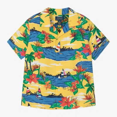 Ralph Lauren Kids' Boys Yellow Tropical Viscose Shirt