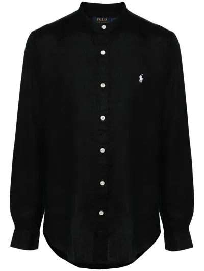 Polo Ralph Lauren Polo Pony-motif Linen Shirt In Black