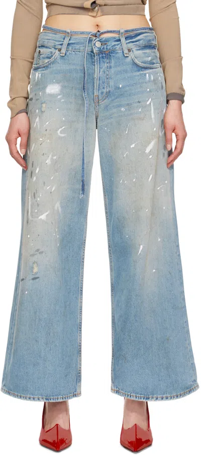 Acne Studios 2004 Low Waist Belted Denim Jeans In Light Blue