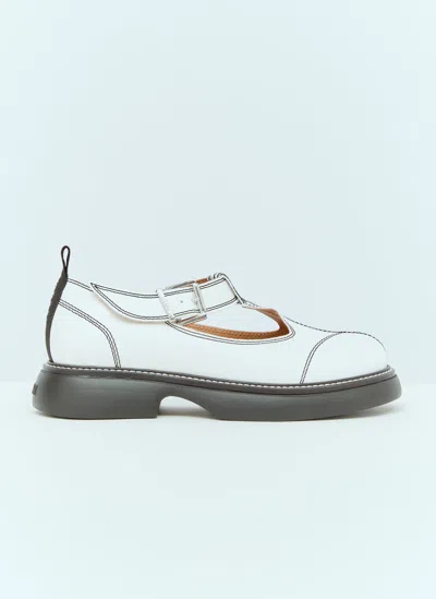 Ganni White Everyday Buckle Mary Jane Loafers